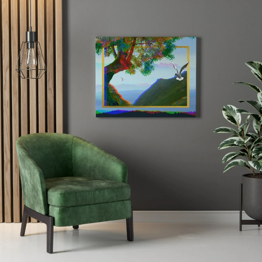 Wrapped Canvas Print Affordable Wall Art Portrait Gallery Abstract Landscape "Simulation Paradise" by NewVibeDesigns