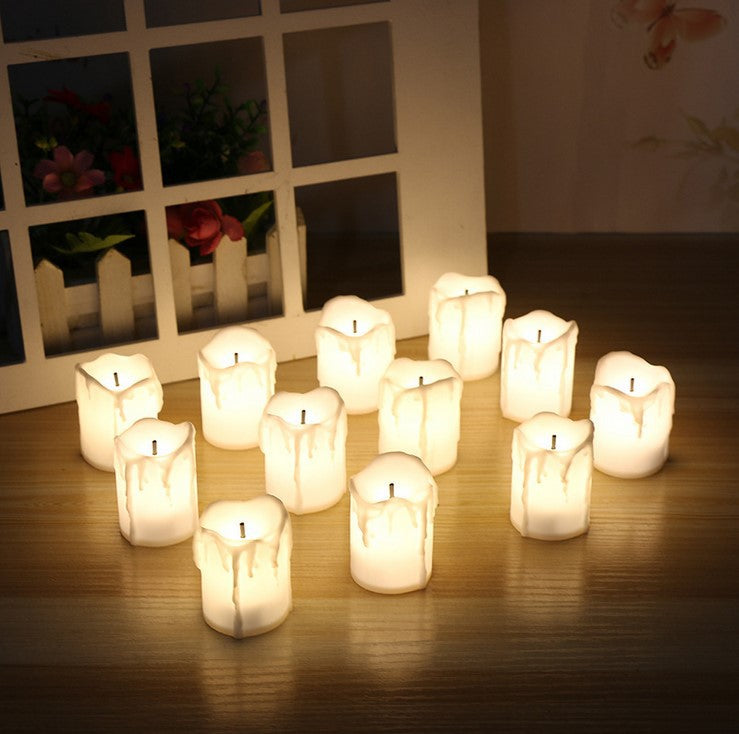 12-Piece Candle Tears LED Electronic Simulation Candle Set Wedding Events Decorative Atmospheric
