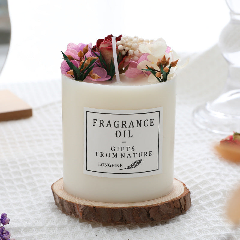 Dried Flowers Decorated Scented Romantic Candles for Home Office