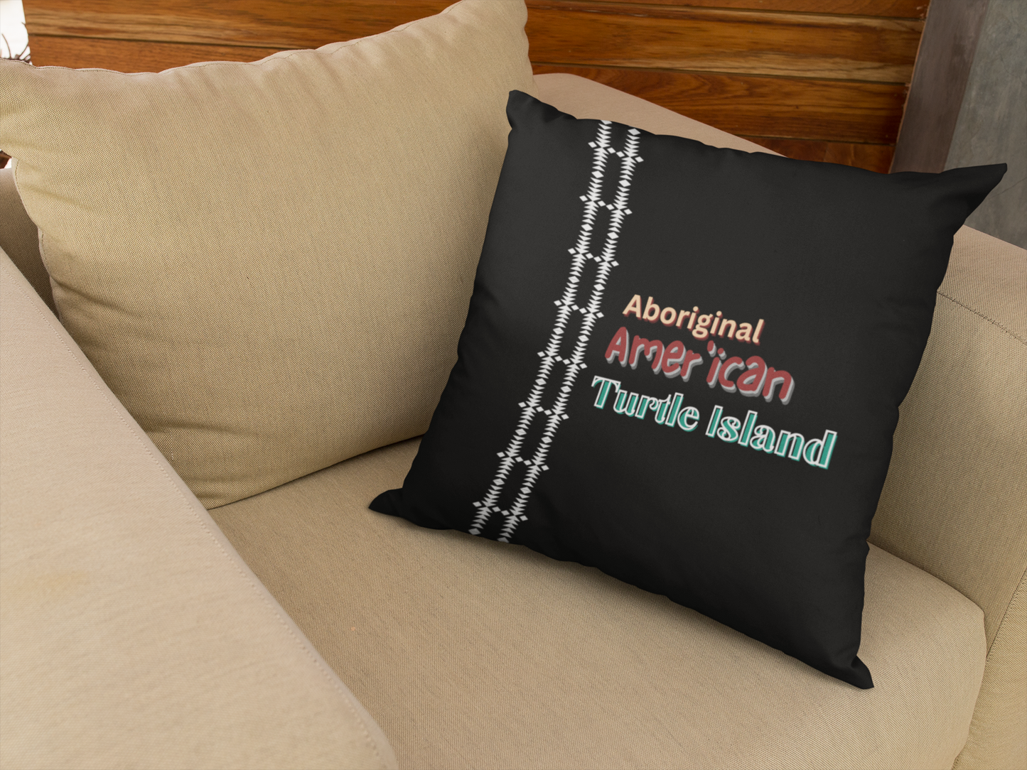 Aboriginal American Turtle Island Spun Polyester Square Decorative Pillow