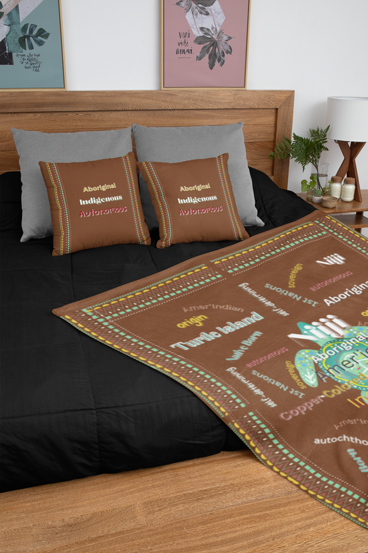 Copper Brown Aboriginal American Sovereign Indigenous Niiji Autonomous Design Throw Blanket